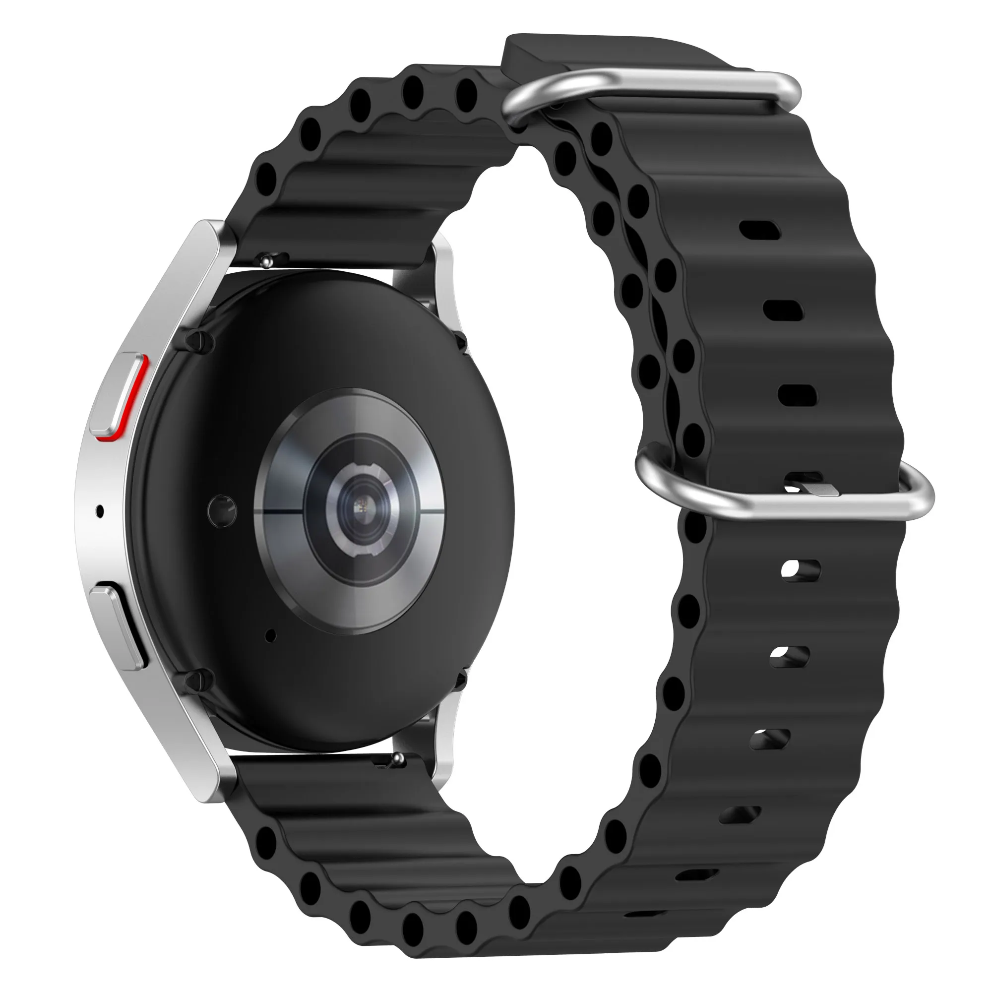 

For Samsung Galaxy Watch3 45mm / Galaxy Watch 46mm Universal 22mm Silicone Watch Strap Solid Color Wave Design Adjustable Wrist
