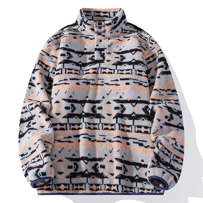 

Мужской вязаный свитер с воротником-стойкой на подкладке Fce, повседневный свободный крой, модная уличная одежда для дома, полиэфирное волокно