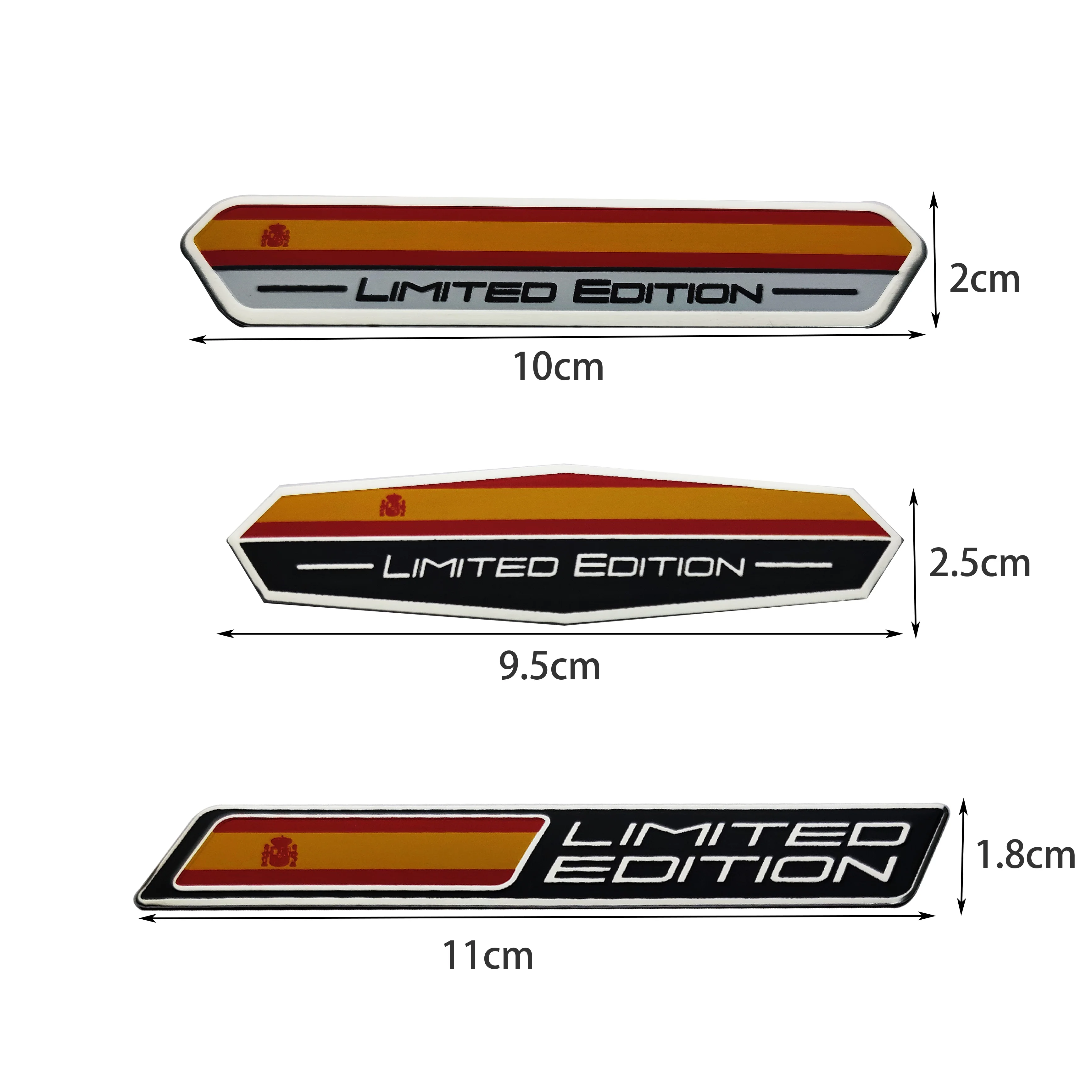 Limited Edition Spanish Flag Emblem Aluminum Sticker for Car Motorcycle Universal Decorative Body Outline Decal