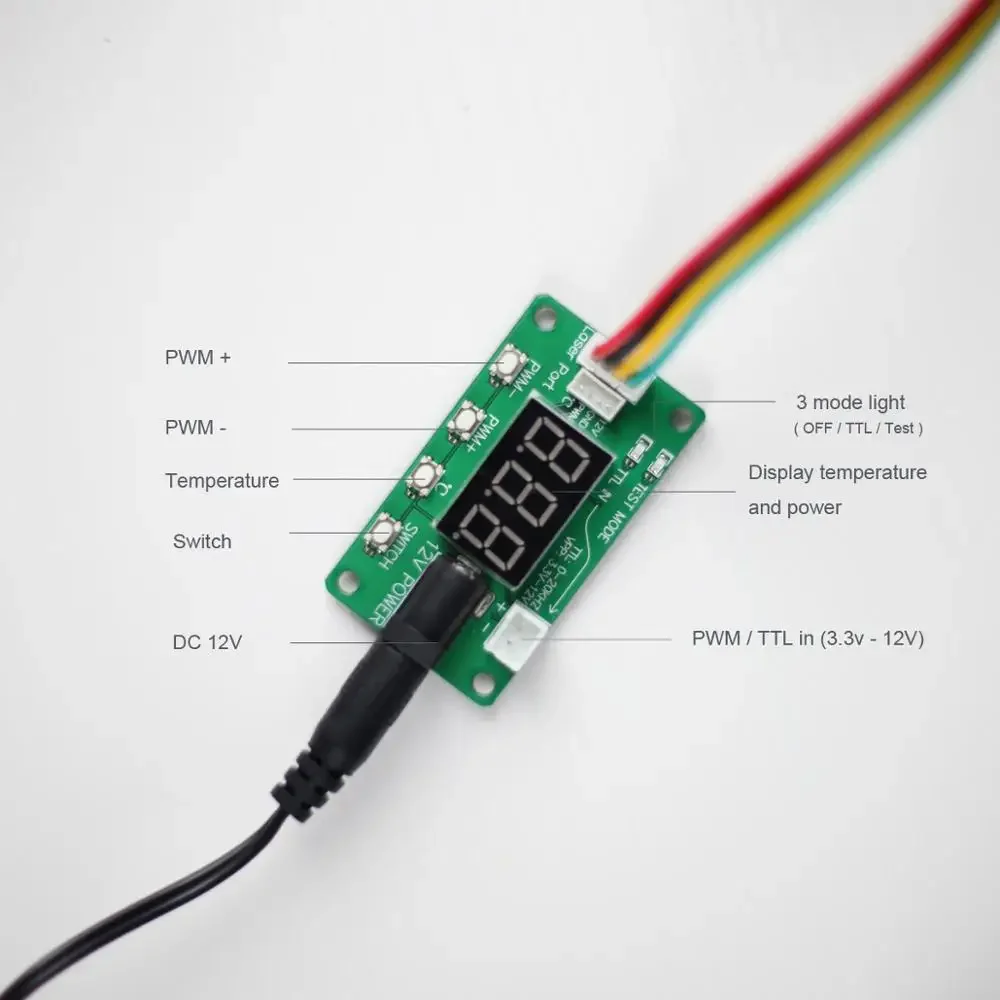 Tablero de control PWM para grabador láser NEJE: gestión de energía y calor ajustables con cable