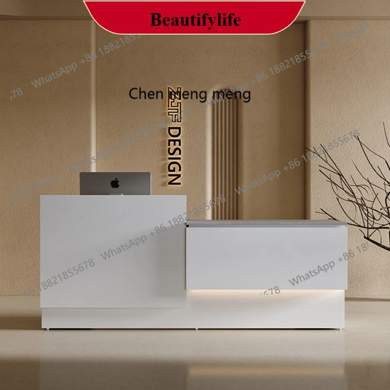 

G153 Company Welcome Desk Reception Desk Simple Modern Office Painting Front Desk 2.4 meters