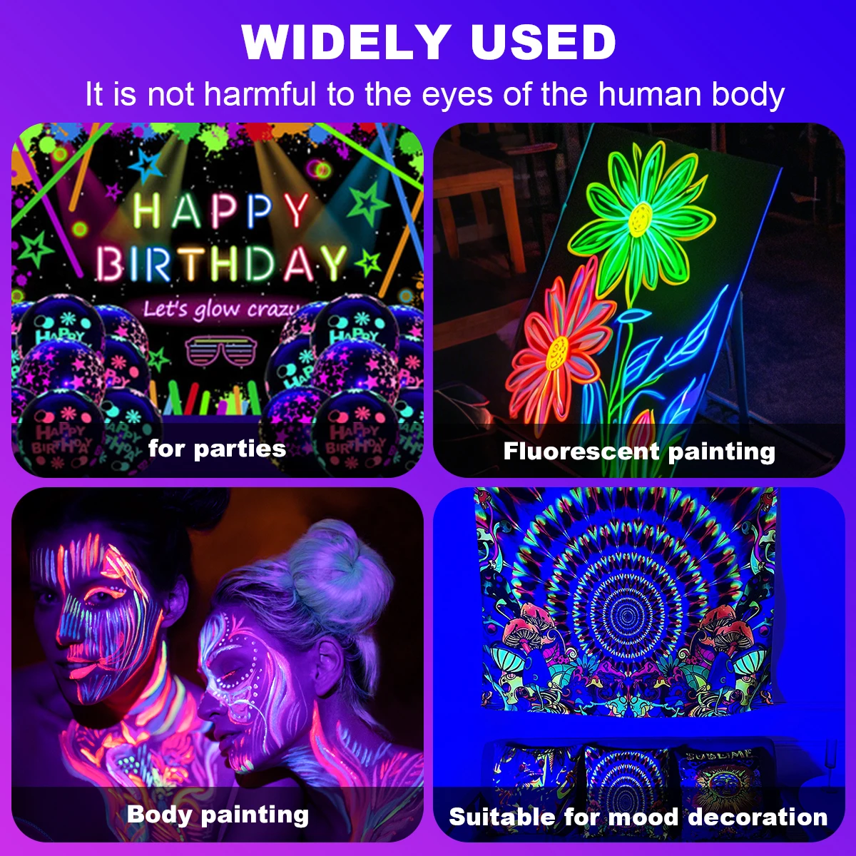 Ampoules Noires LED A70, Lumière Noire Fluorescente, Gelparty, Halloween, 12W, 385-400nm, graphite Pièces