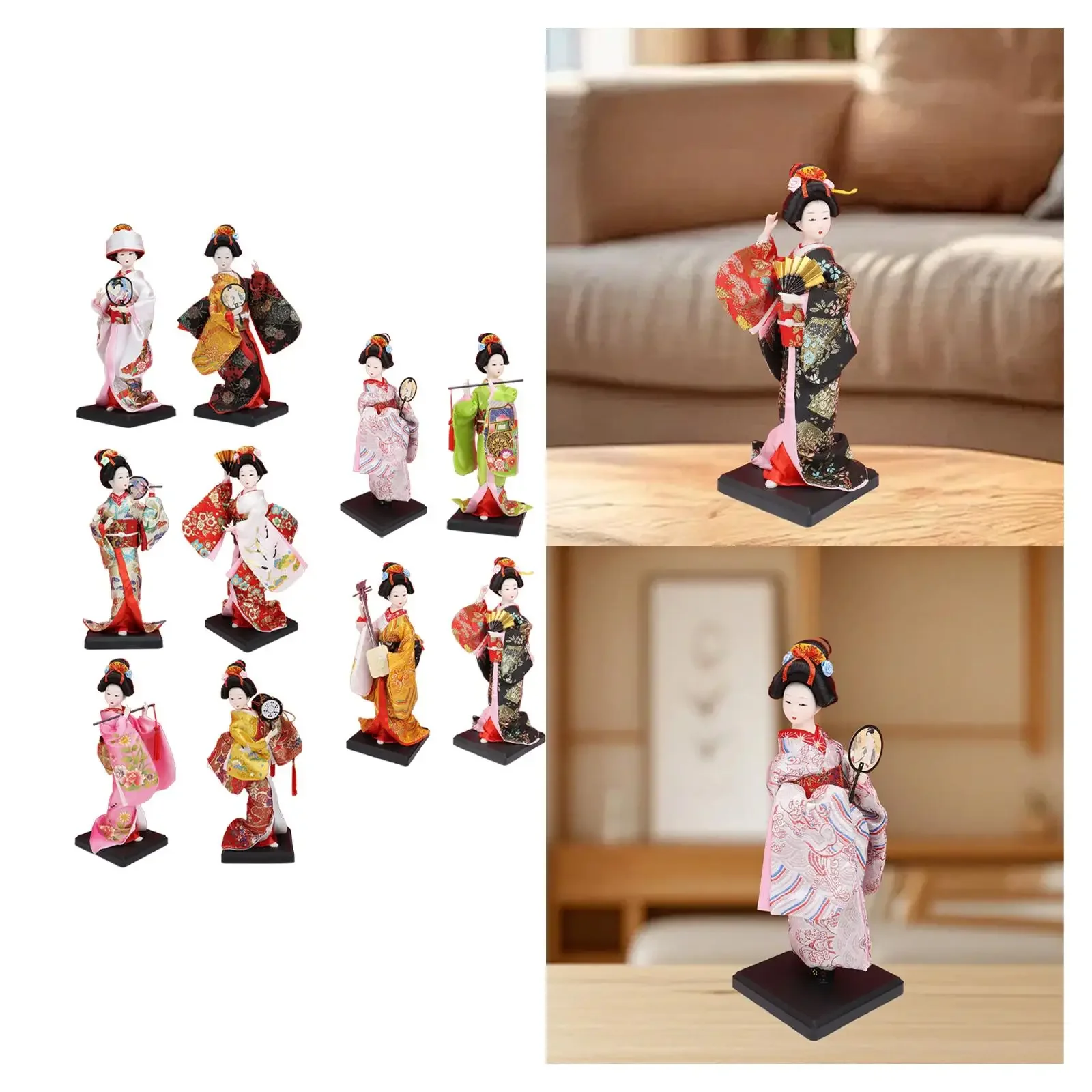 Handmade Japanese Geisha Doll with Kimono, Home Table Decoration