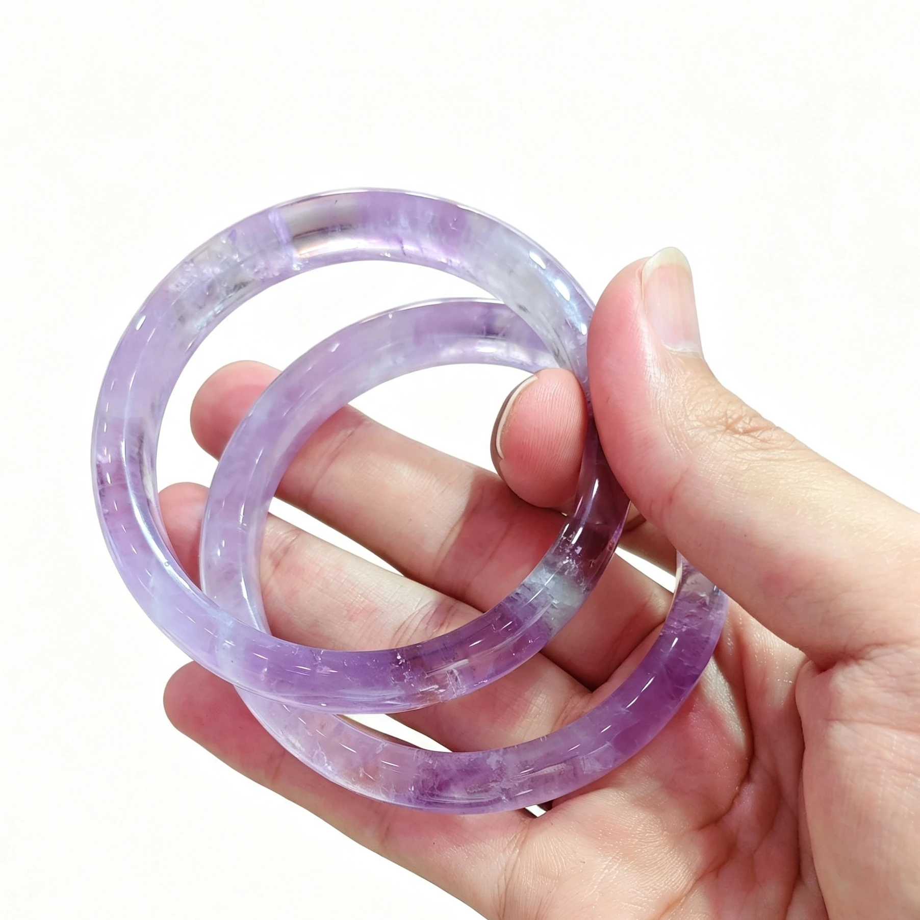 Natural Lavender Amethyst Bangle Bracelet High Clarity Gemstone Wristband Transparent Purple Quartz Jewelry Gift Women