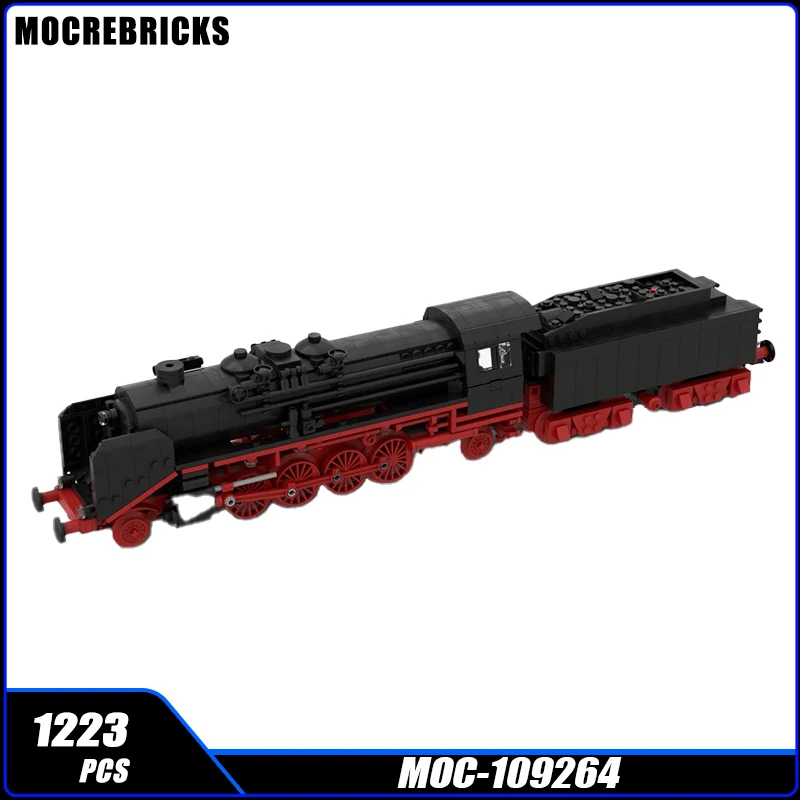 MOC Red Black Steam-Locomotive Dampflokomotive DR BR 39 Building Blocks Assembly Model Bricks Display Creative Children Toy Gift