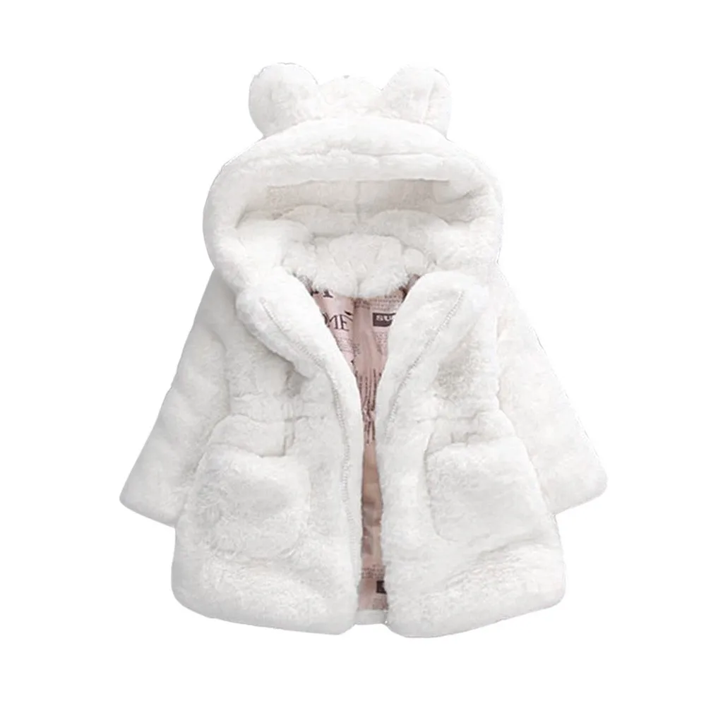 Baby Infant Girl autunno inverno cappotto con cappuccio foderato in pile antivento mantello giacca spessa vestiti caldi orecchio di coniglio tinta