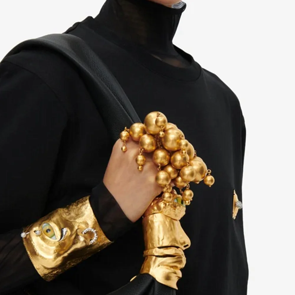 Ring mit übertriebenen, metallischen Kugeln für Damen, modisches Schmuckaccessoire für den Finger