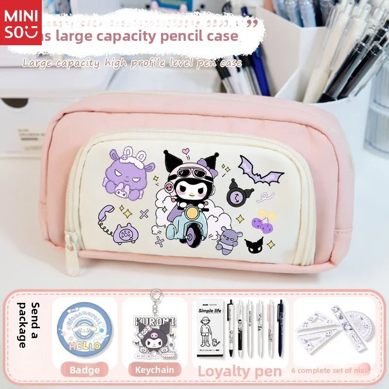 

Miniso Sanrio Pencil Case Large Capacity, Kuromi Cinnamoroll Pen Bag, Anime School Supplies for Students