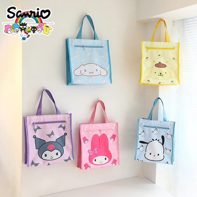 Sanrio Hello Kitty Water Proof Handbags Cute Kuromi Double Layer Tote Bag Cinnamoroll Melody Anime Art Pack Shopping Bag Gifts