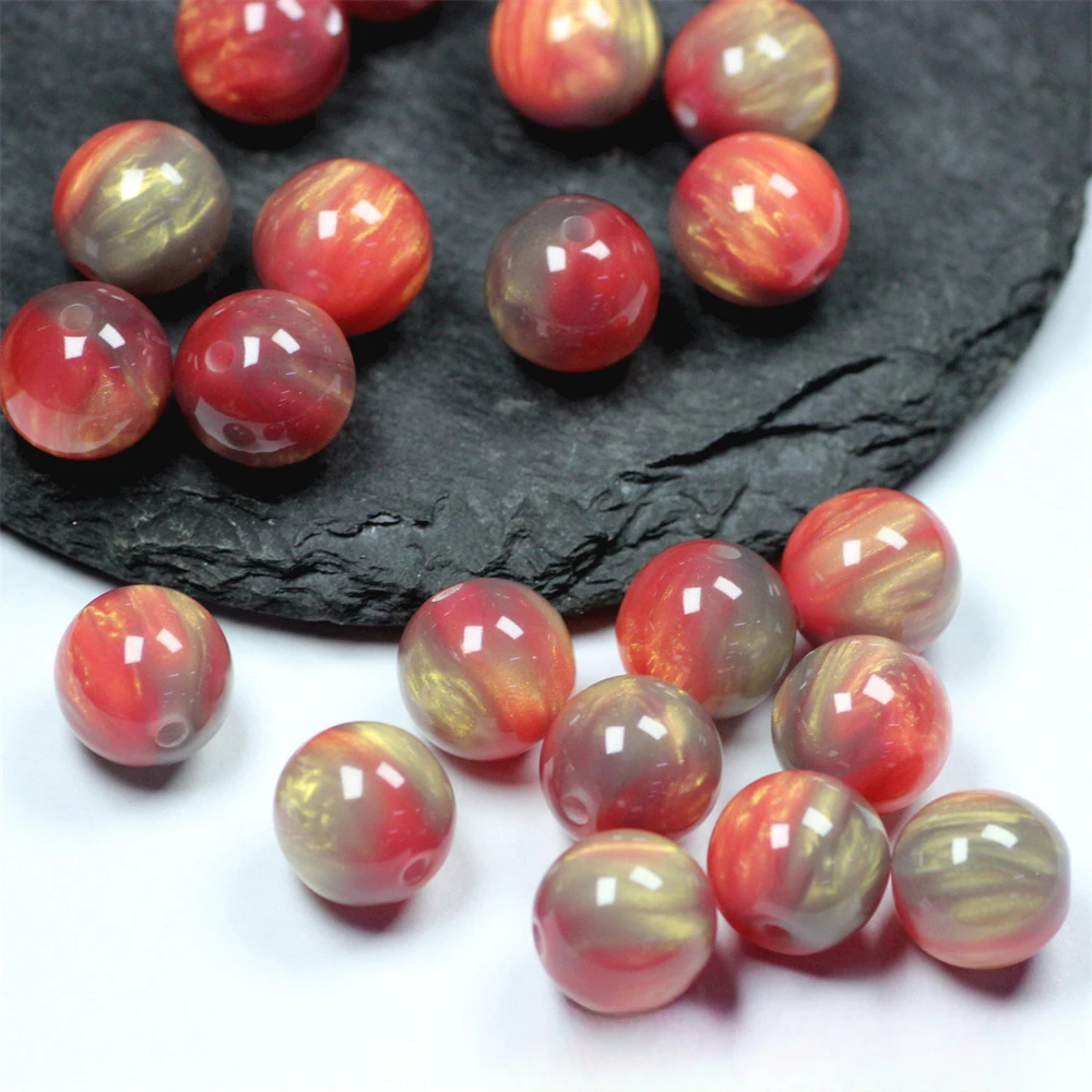 لامعة لامعة مستديرة 12 مللي متر الراتنج الملونة البلاستيك فضفاض الخرز لصنع المجوهرات النتائج سوار ذاتي الصنع #3