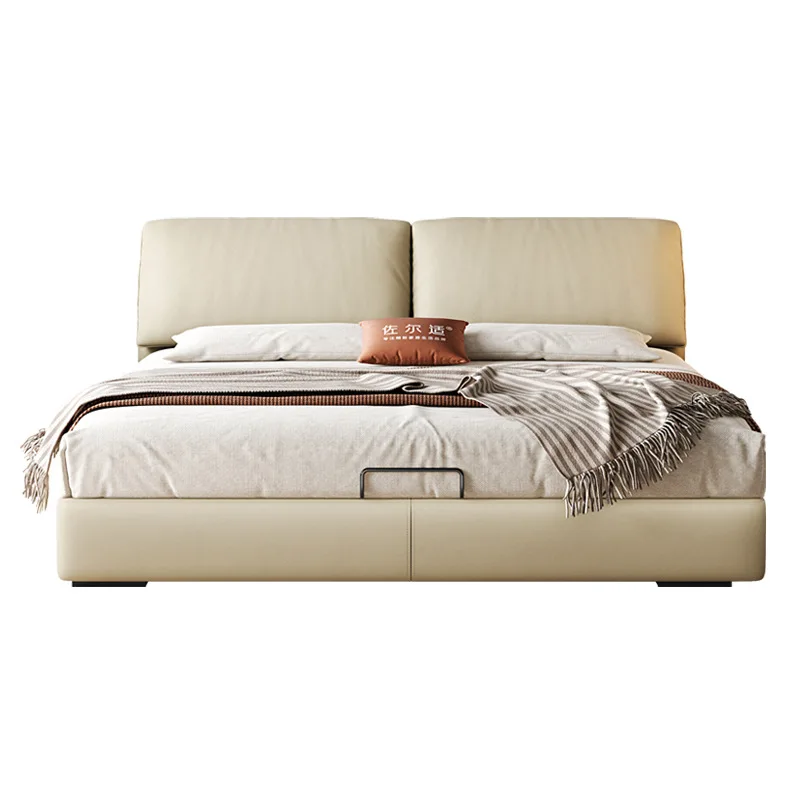 

Storage bed Modern minimalist leather bed Bedroom double leather art bed