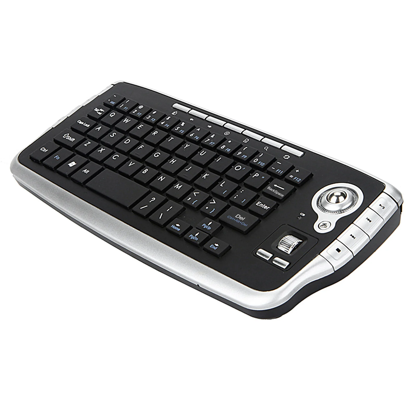 E30 2,4 GHz draadloos toetsenbord met trackball-muis scrollwiel afstandsbediening voor Android TV BOX Smart TV PC Notebook zilver