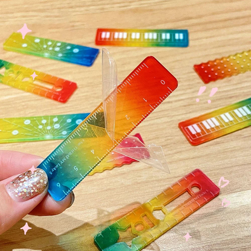 5 Pcs Colorful Gradient Palm Ruler, Satisfactory Mini Ruler, Handbag Pocket Ruler