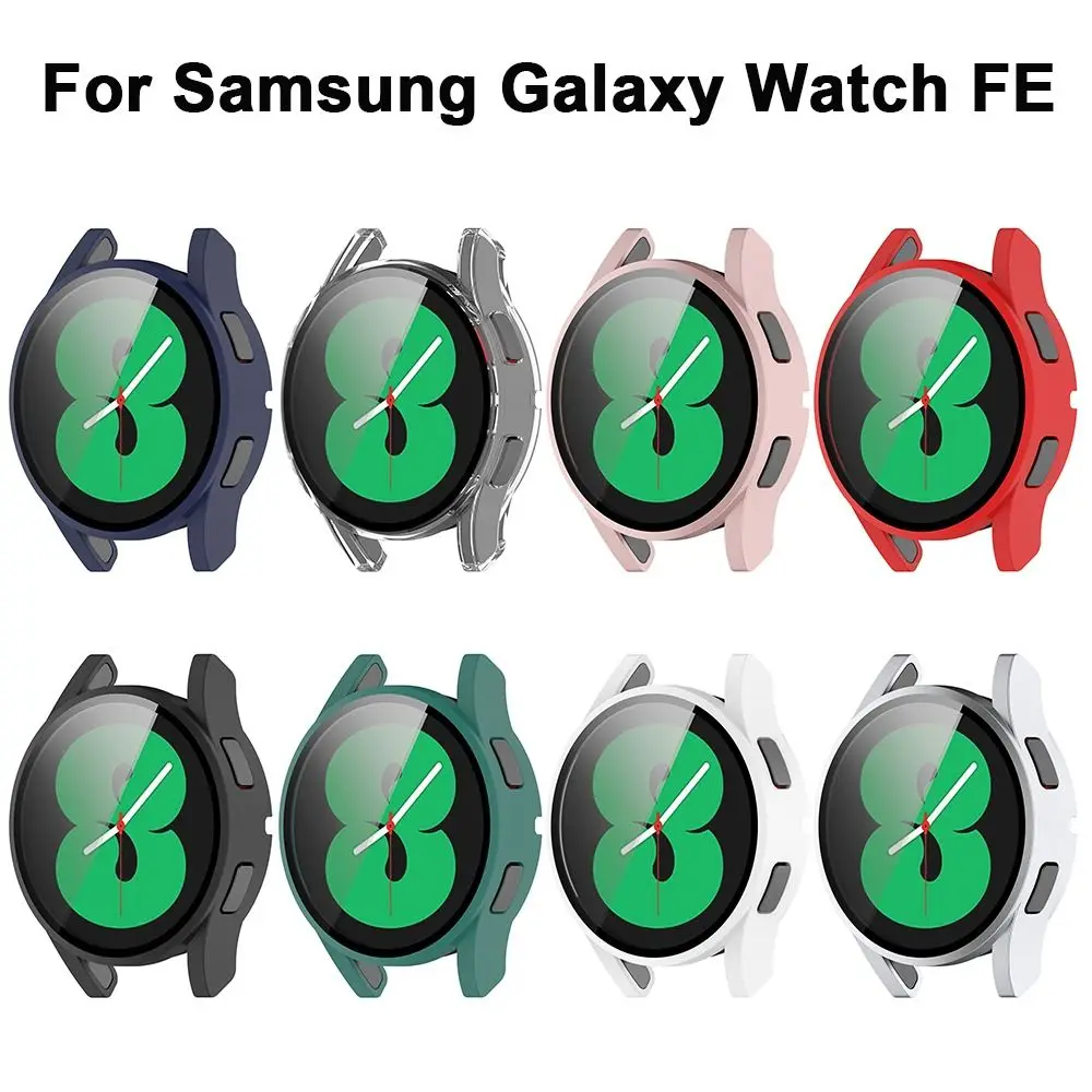 Tempered+PC Protective Case Full Coverage Hard Screen Protector Smart Watch Accessories Cover Shell for Samsung Galaxy Watch FE