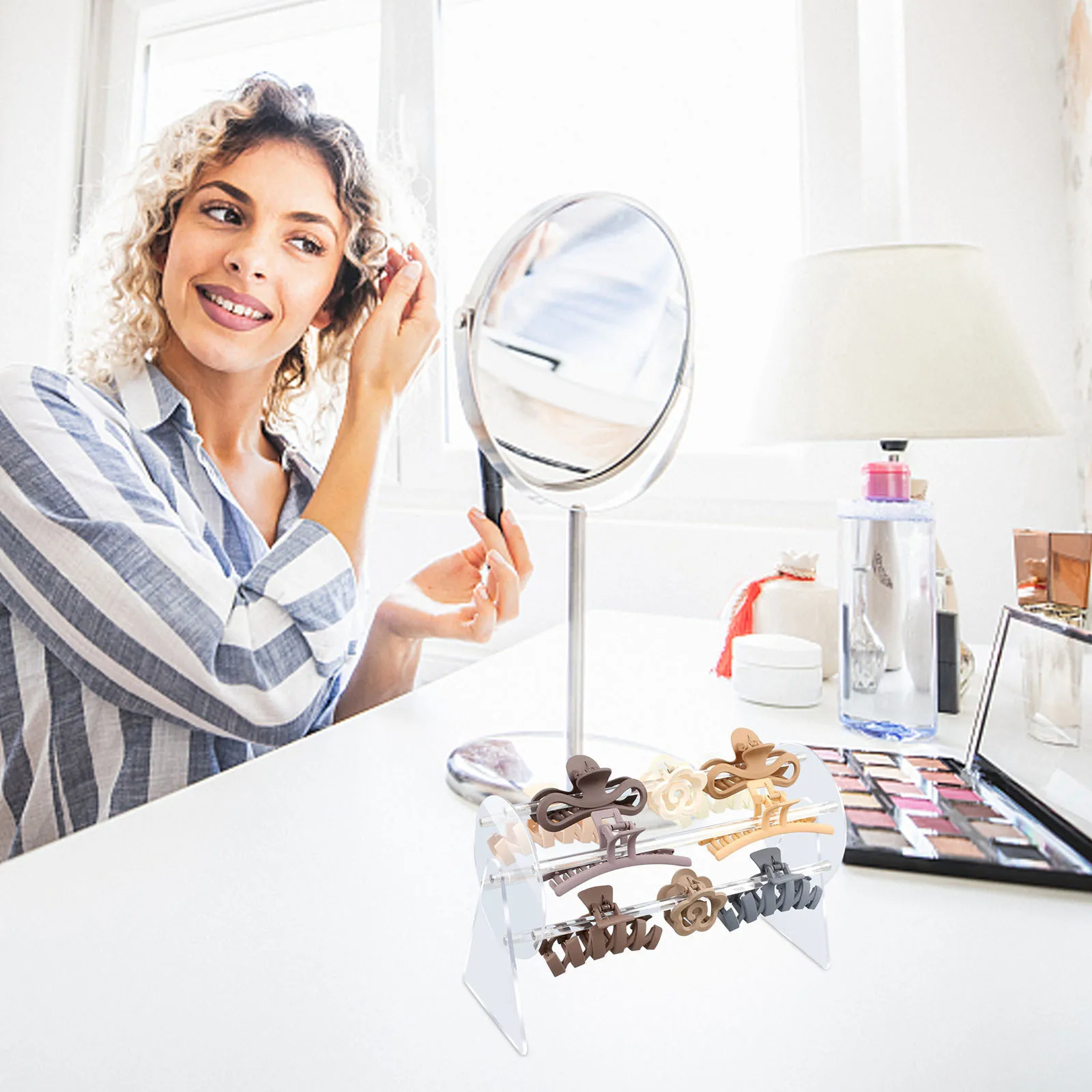 

Sturdy Clear Hair Claw Clip Organizer Compact Design for Easy Assembly and Cleaning Hair Accessory Storage Claw Clip Hanger