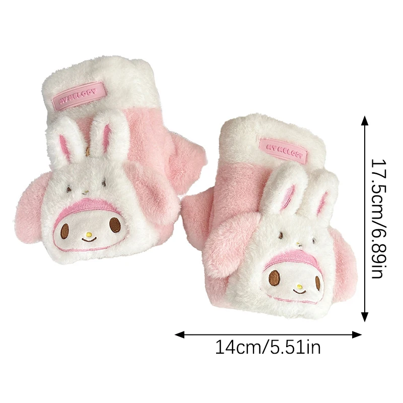 Guantes Térmicos Kawaii Sanrio Kuromi, manoplas gruesas de invierno, Cinnamoroll, Pochacco, 1 par