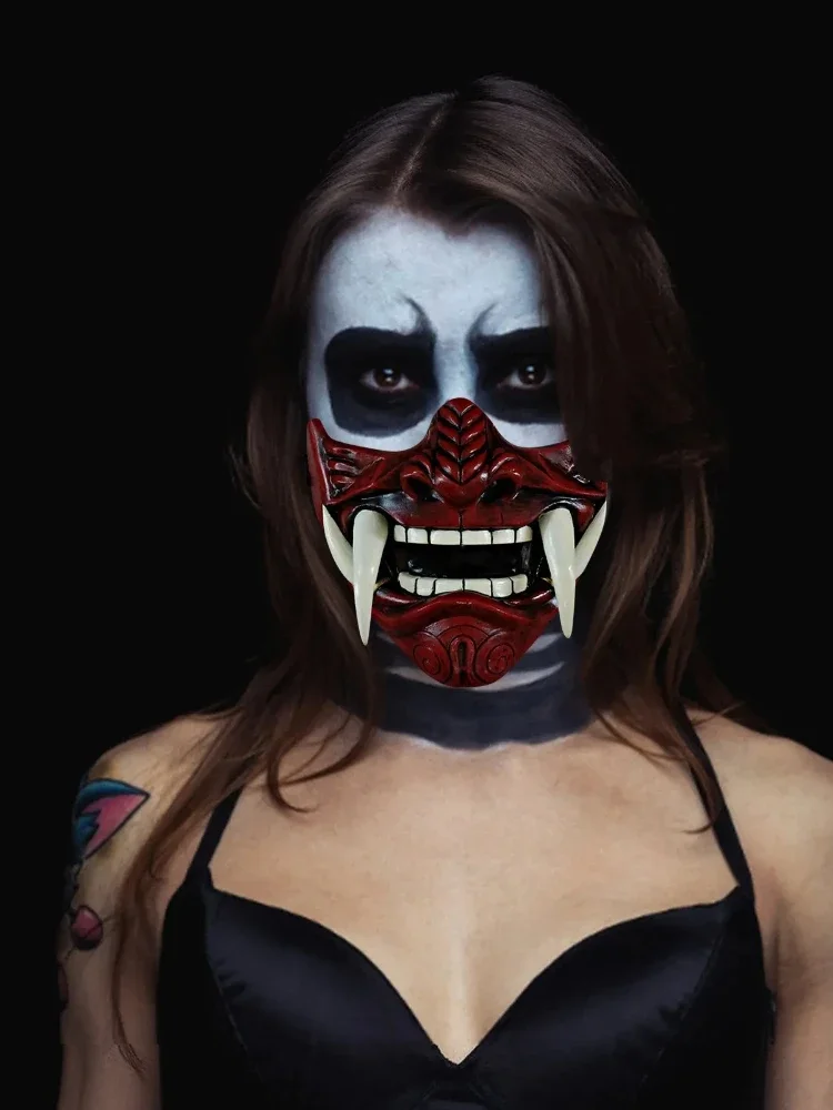 Японский самурай Они демон маскар Хэллоуин демон самурай косплей ужас Праджня убийца Дикекер пластиковые маски Feestkostuum Rekwi