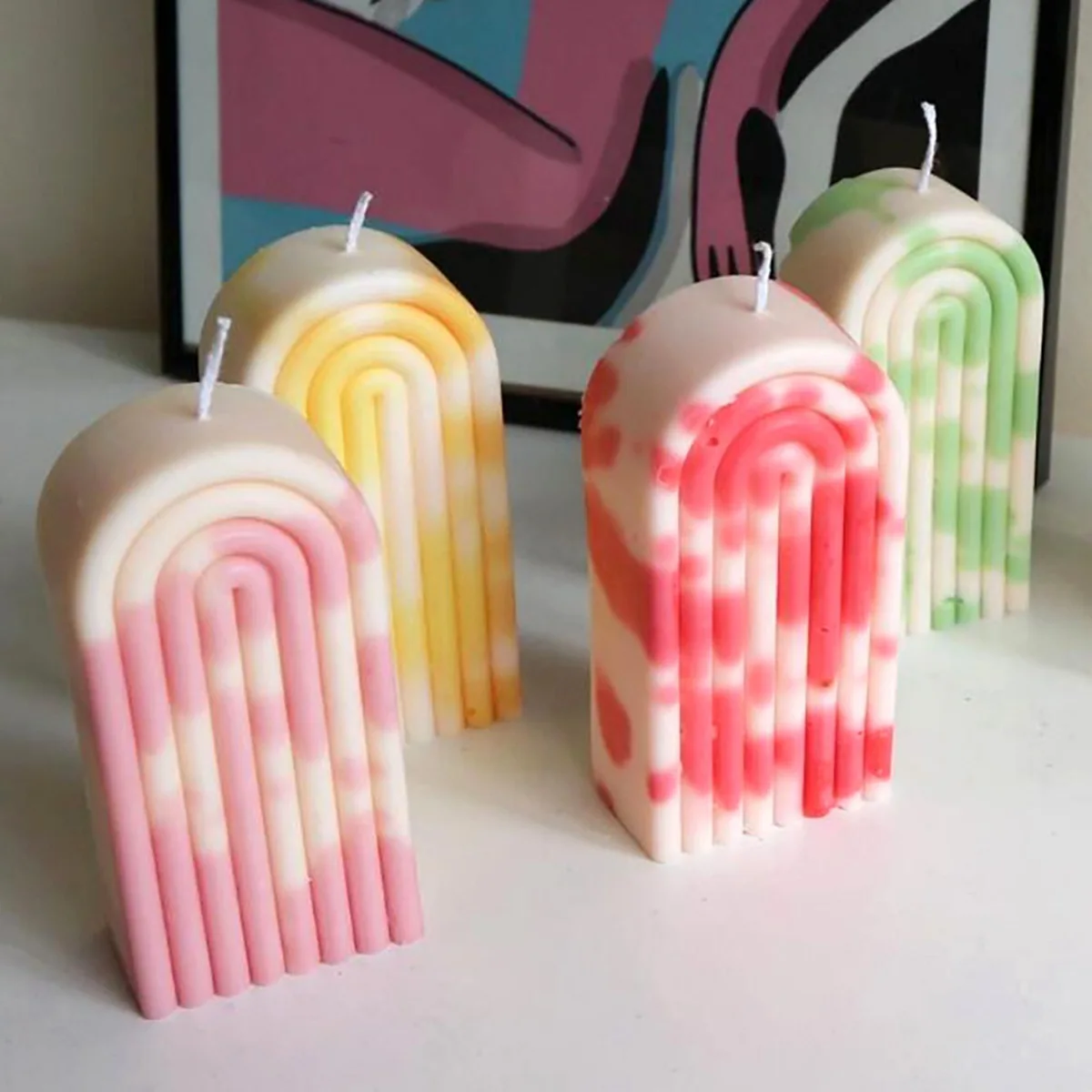Arcobaleno arco candela stampo in Silicone fai da te arcobaleno ponte geometria candela fare sapone resina gesso stampo arte artigianato decorazioni per la casa