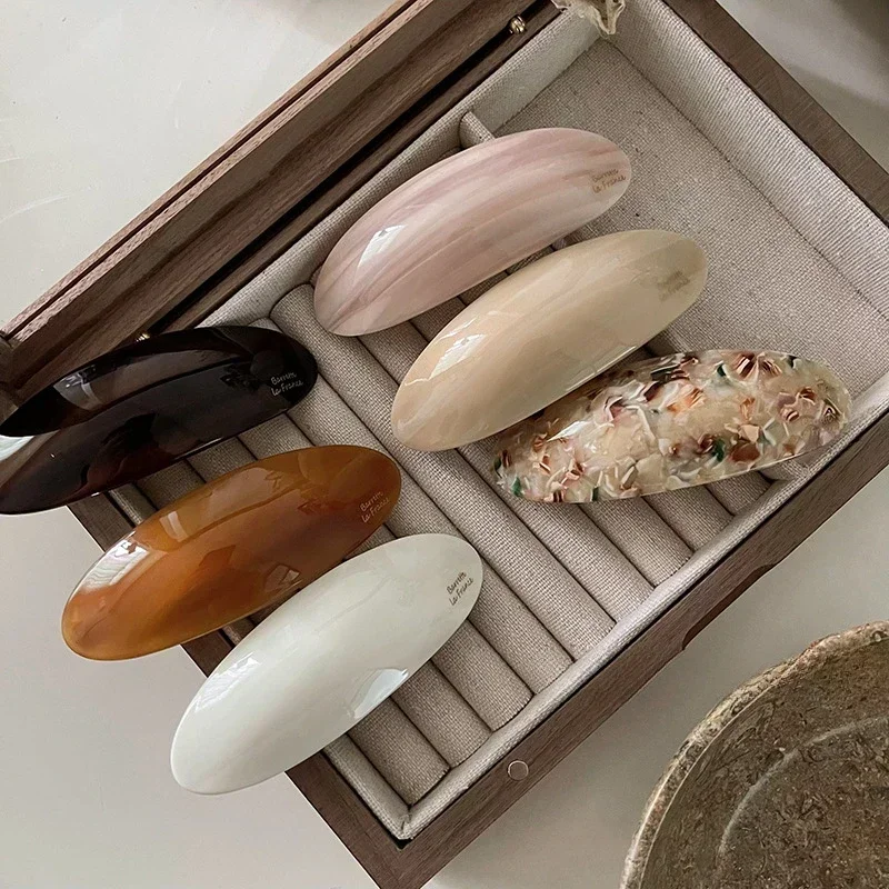 

Acetate Hair Clip Spring Clip Girls French Large Hair Clip Hair Accessories Smooth Oval Curved Hair Clip