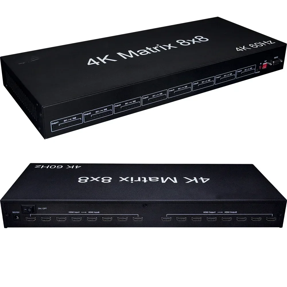 4K 8x8 HDMI Matrix 4K60Hz 3D HDR Multi Screen freely Switch Splitter Audio Video Converter 8 in 8 Out Display with RS232 EDID IR