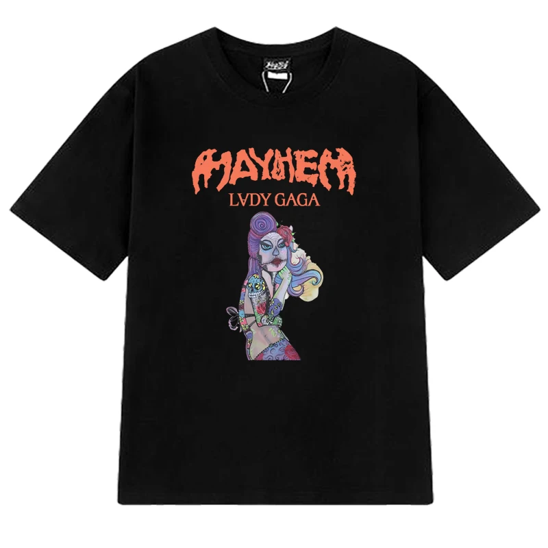 

Fashion Lady Gaga MAYHEM Album Cotton T shirt Men Women vintage Oversized short sleeve T-shirts Unisex harajuku Cute Kawaii Tops