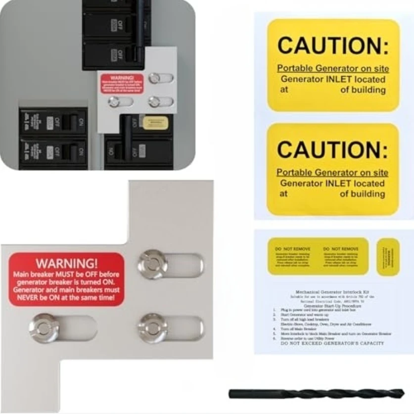 

For GEnerator Interlock Kit for For GEneral Electric For GE 150 Amp 200 Amp Panels Includes Screws Nuts and Zip Ties