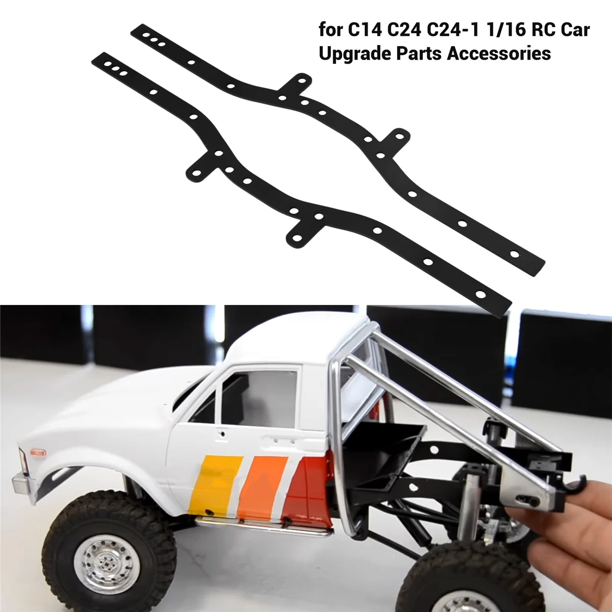 BFYL-2 шт., металлическое шасси, балка, боковая рама, шасси для WPL C14 C24 C24-1 1/16, детали для обновления радиоуправляемого автомобиля, аксессуары