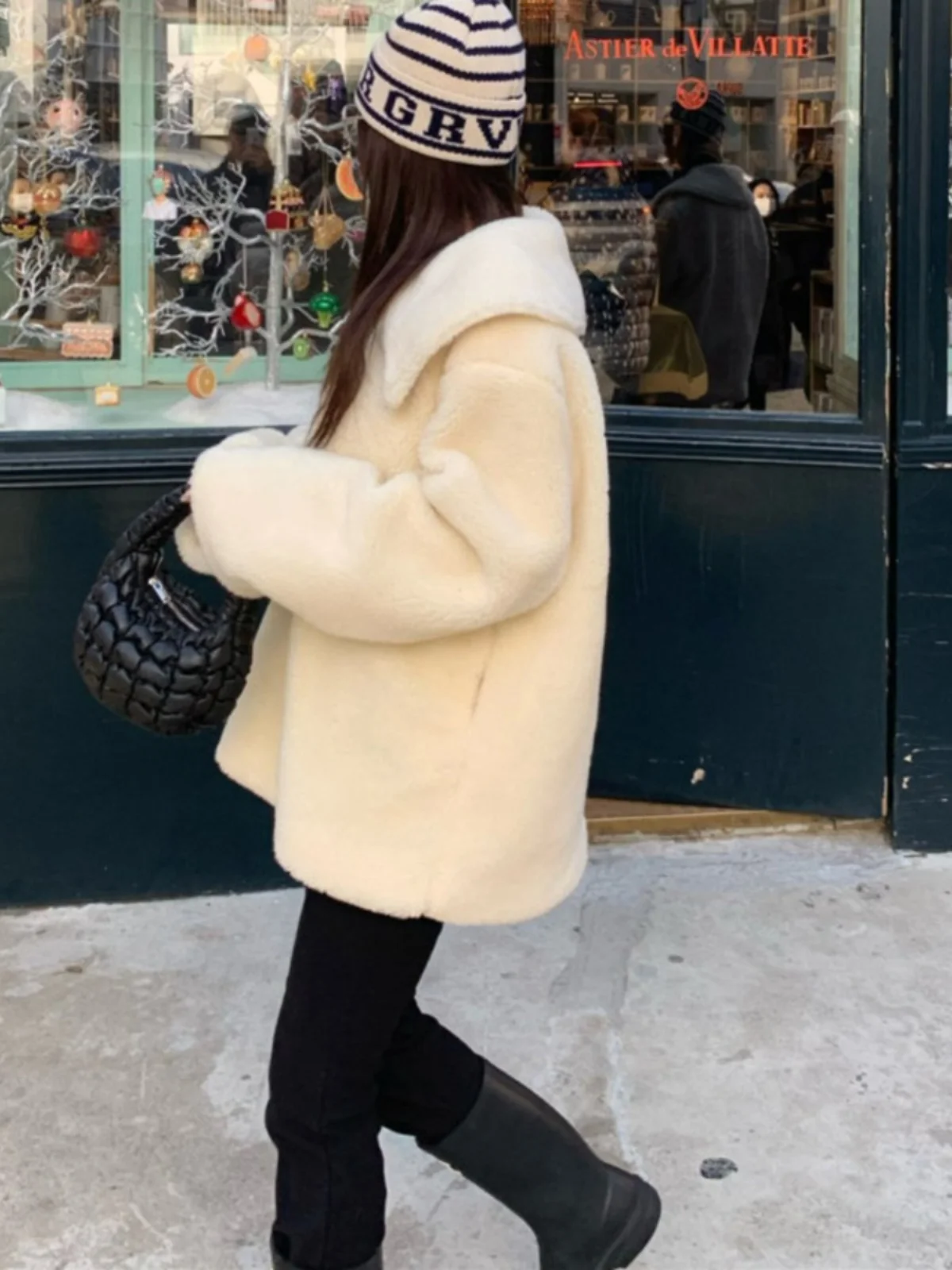 ラムファーフーディー Jaet レディース ルーズ ラジー スレ シュ  ウォーム f ジッパー コットンコート 上半身 無地 通勤 冬 ロングコート