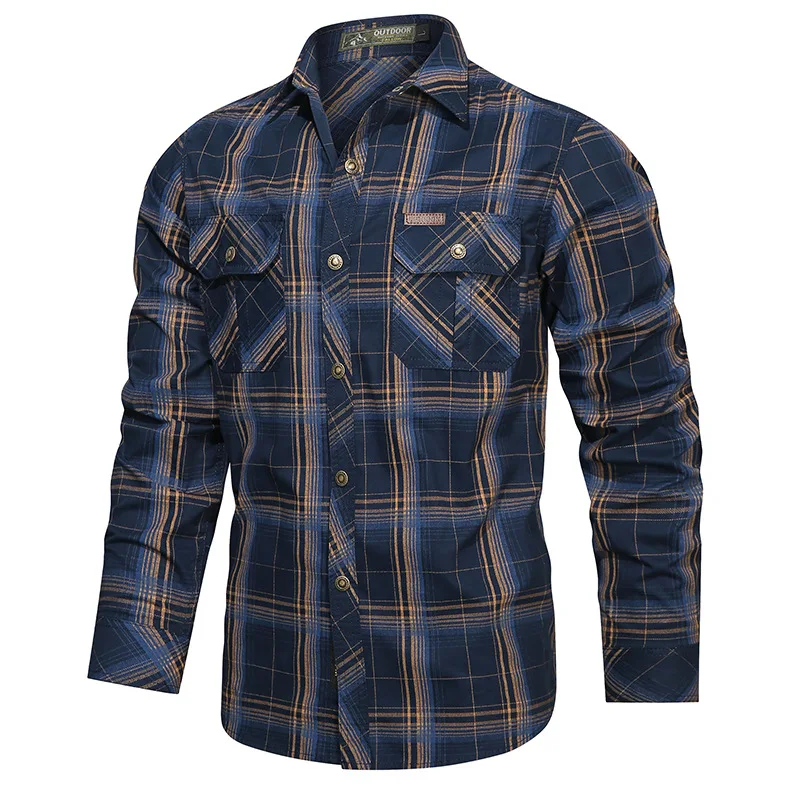 2026 Spring and Autumn New Cotton Plaid Long-Sleeved Shirt Men's Casual Casual Shirt Men's Casual Shirt