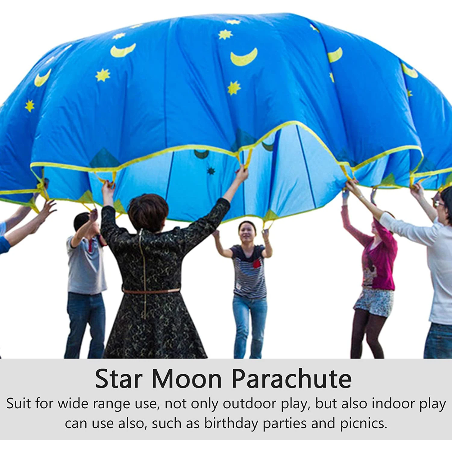 

3M Kindergarten Parent-child Outdoor Rainbow Umbrella Star Moon Umbrella Parachute Sport Teamwork Game Sensory Toy For Kids