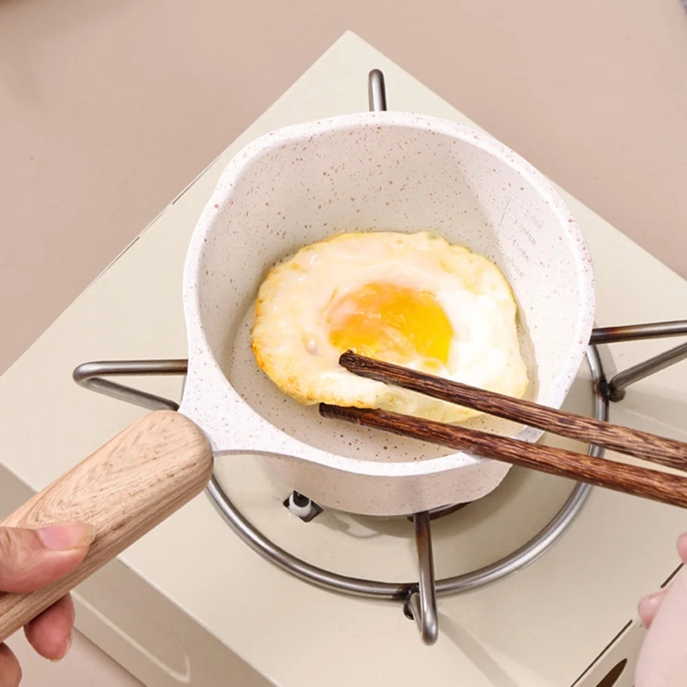 Non-stick Frying Pan Pour Oil Small Pot with Handle Wok Milk Saucepan Aluminum White Spout