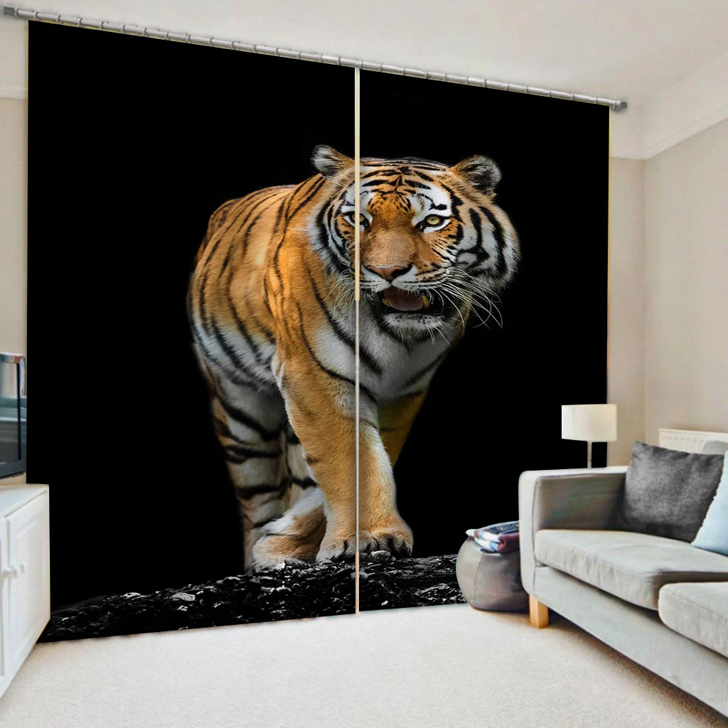 Luxury Blackout 3D Window Curtains For Living Room Bedroom tiger curtains personality curtains