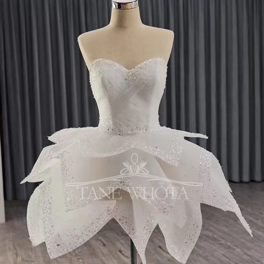 공주 스타일 연인 민소매 웨딩 드레스 레이스 업 뒤에 분리형 스커트 스팽글 맞춤형 2025 Robe De Mariée