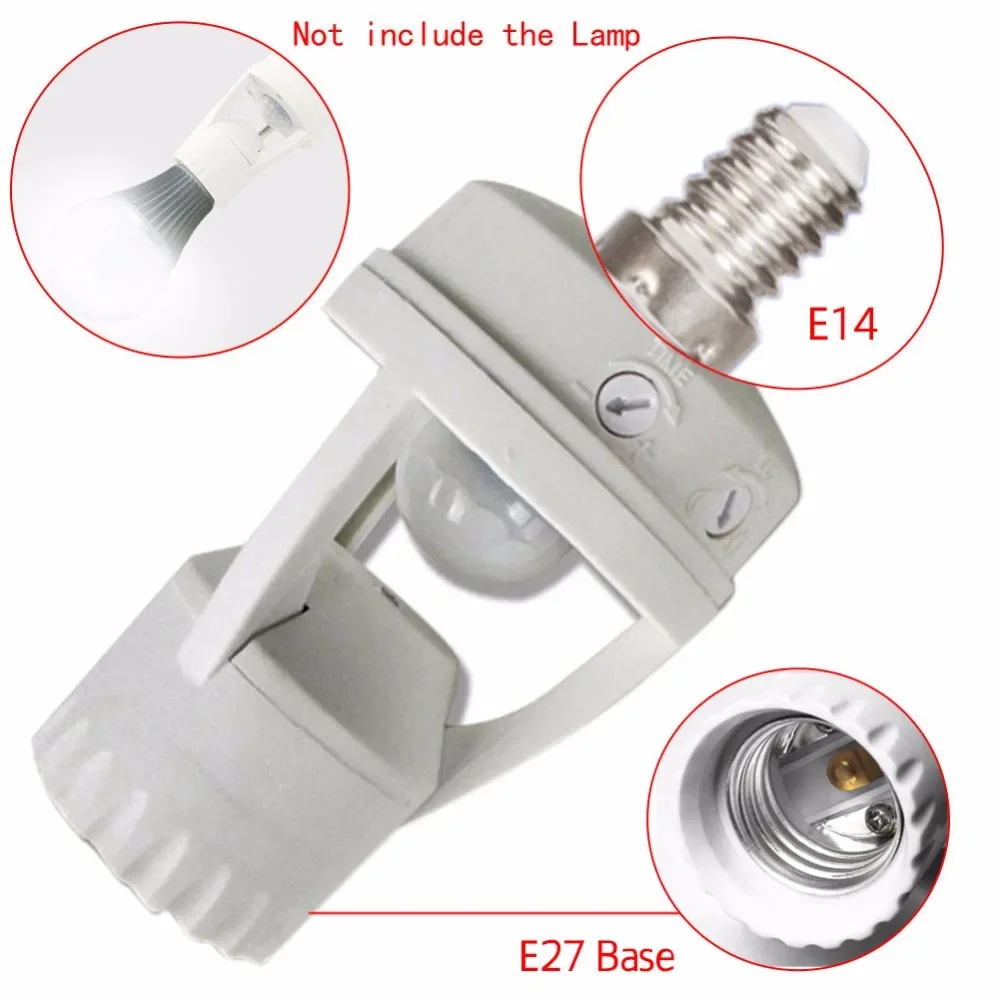 Soporte de bombilla LED con Sensor de movimiento PIR, interruptor de Control de luz, adaptador de enchufe de bombilla de inducción infrarroja,