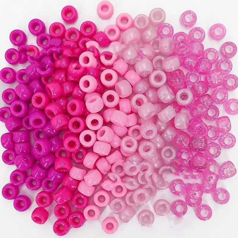 100Pcs Acrylic Pony Beads 6x9mm Bulk Plastic Large Hole Mix Pen Hair Kandi Beads for Friendship Bracelet Jewelry Making Braids image 5
