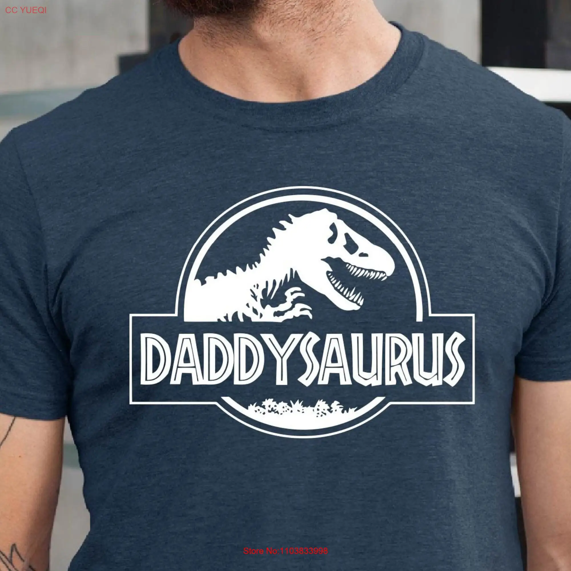 Daddysaurus camiseta para papai, vovô, papai, marido, pai, jurássico mangas longas ou curtas