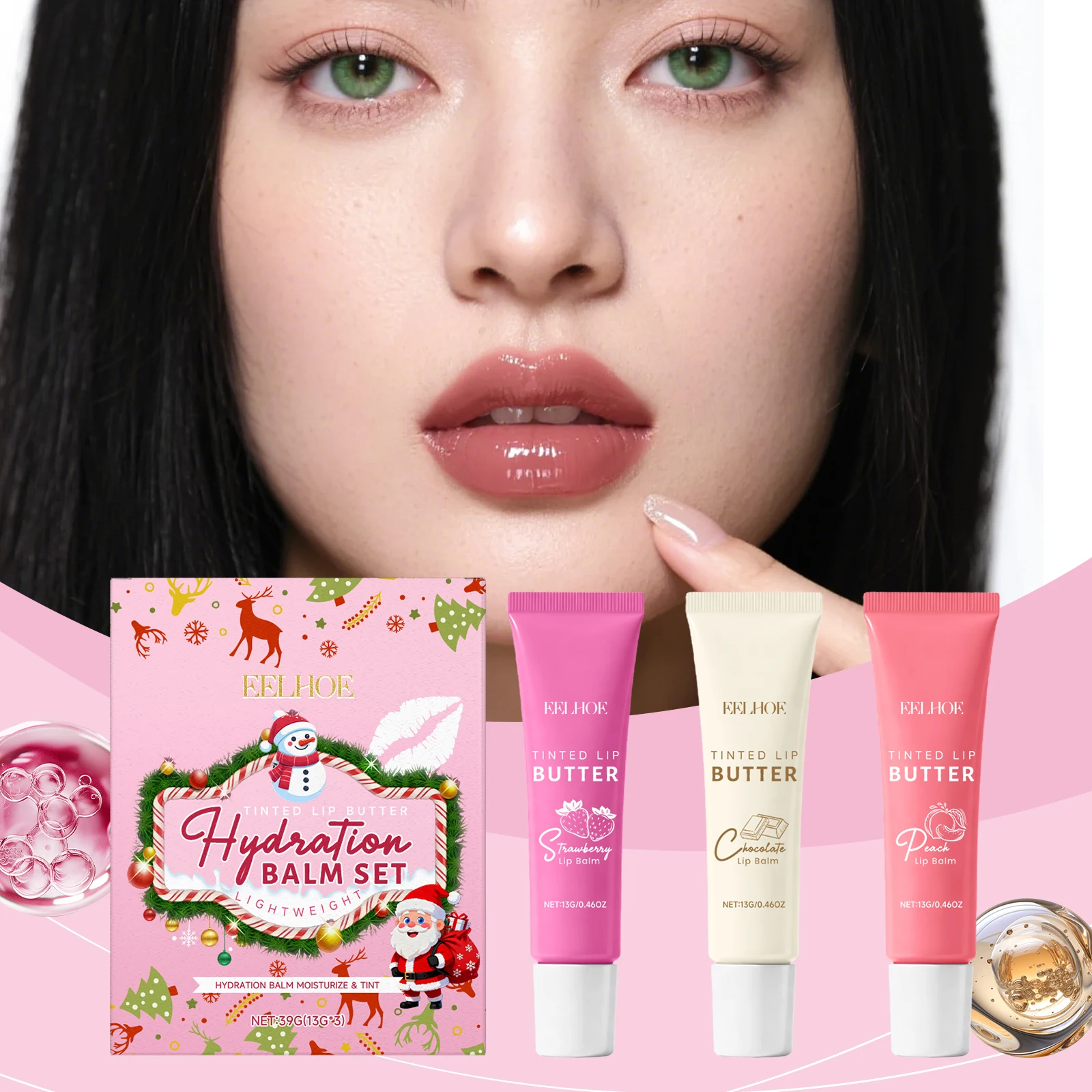 Getöntes Lippenbalsam-Set – feuchtigkeitsspendend und aufpolsternd, sorgt für vollere Lippen, nährt sanft die Lippenhaut und das Lippenpflegeset