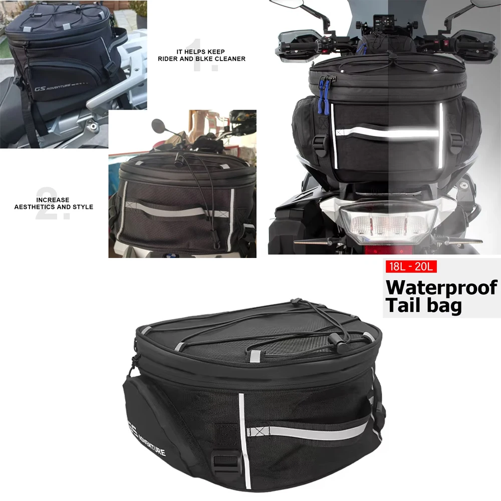 

Motorcycle Rear Seat Bag Waterproof Back Saddle Helmet Tail Luggage Bags for BMW R1200GS LC Advenutre R1250GS LC F850GS F750GS