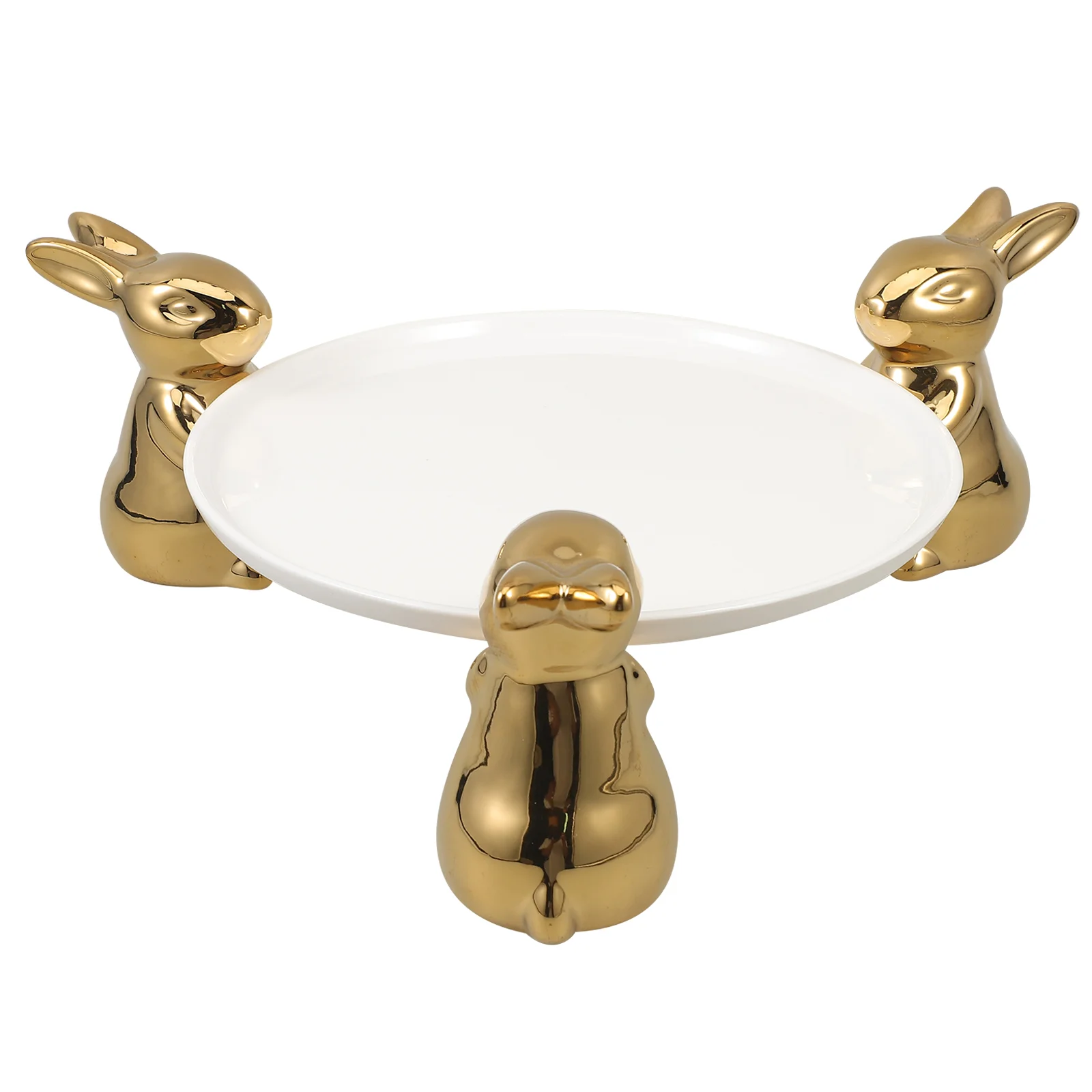 Cake Stand Tray Ceramic Dish Candy Rabbit Dessert Display Bowl Plates - Image 2