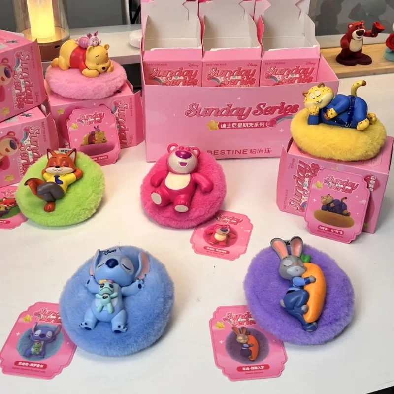 

Origianl Genuine Disney Sunday Series Blind Box Cute Stitch Winnie Nick Figures Trendy Toys Room Ornament Surprise Boxes Toys