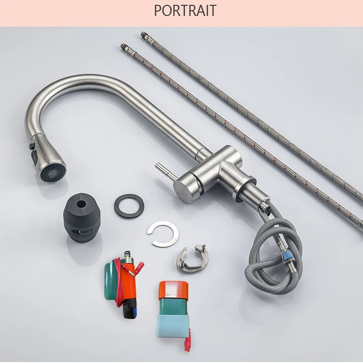 Hot Cold Digital Touch on Kitchen Faucets with Pull Down Kitchen Sink Mixer Tap Stainless Steel Sensor Touch Kitchen Faucet