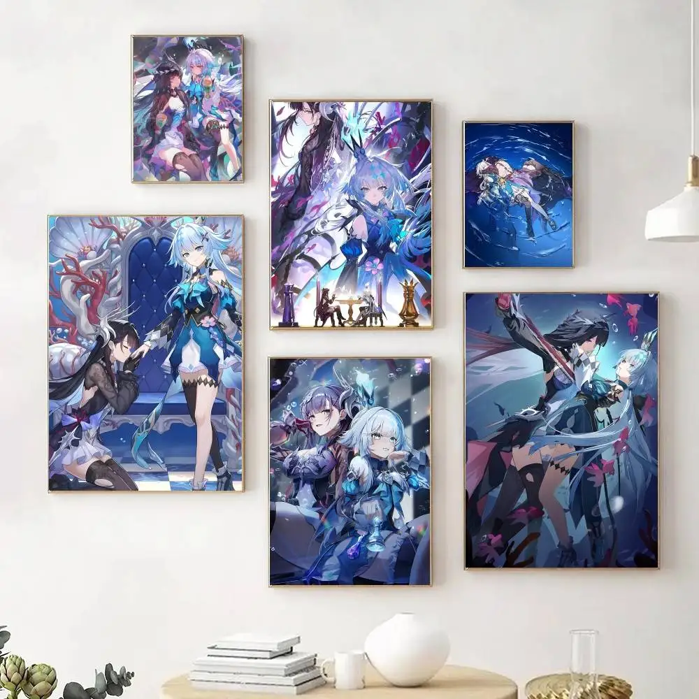 Anime Game Cp Honkai Star Rail Cerydra X Hysilens Posters Fancy Wall Sticker for Living Room Bar Decoration Wall Decor