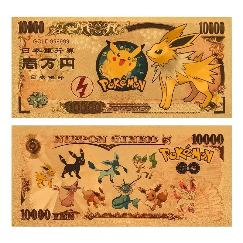 Pokemon Plastic card Anime Figure Pokémon Commemorative Gold Collection Coins Money Pikachu Playing Game Card Children Toy Gift