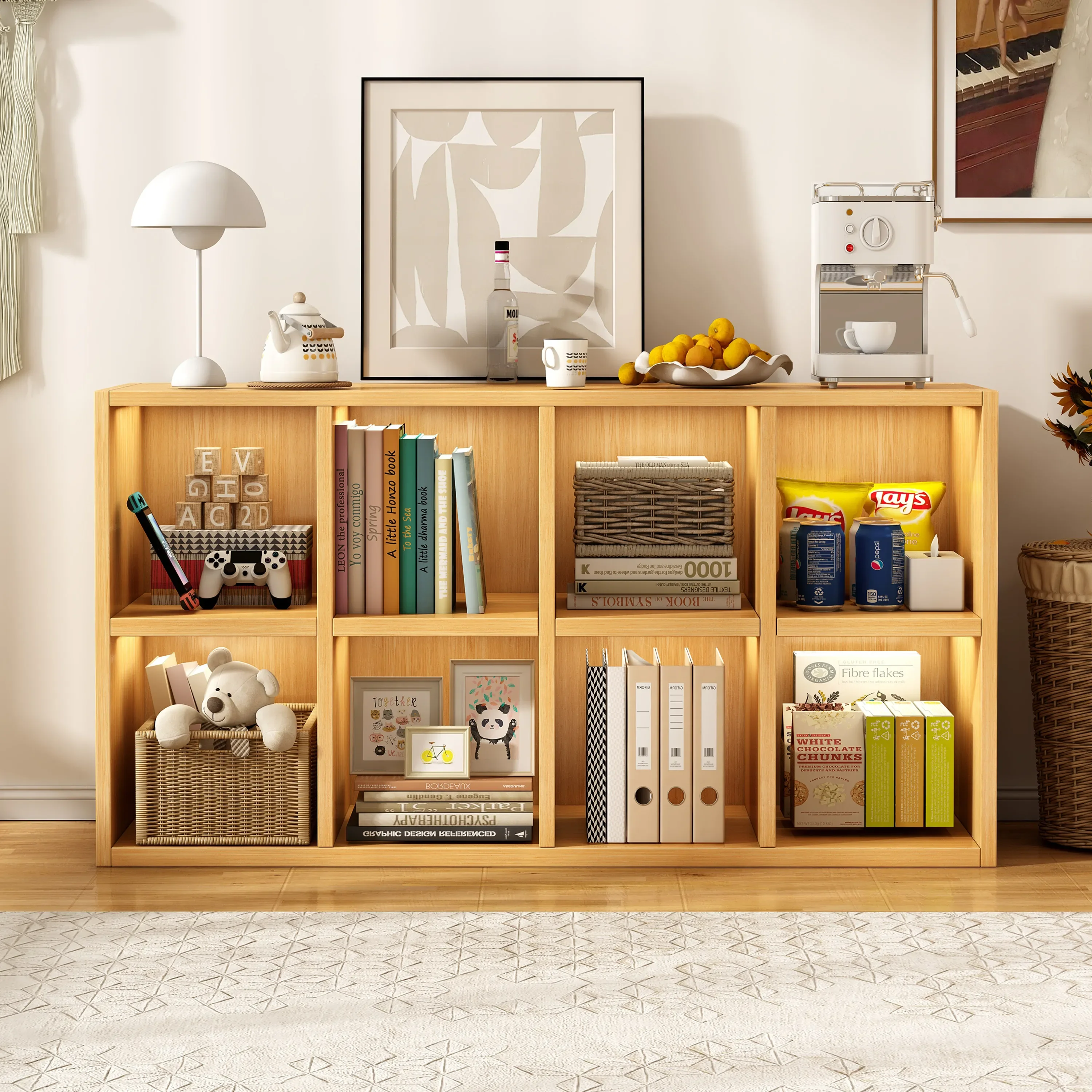 Bookshelf Floor-to-ceiling shelf Kalek lattice cabinet Eight-grid cabinet Bedside partition cabinet Kindergarten combination