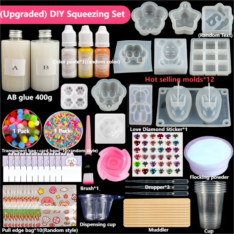 NONE DIY Taba Squishy Kit Silikon Squishy Maker Fufu Squishies Herstellung Kits Silikon Gummi DIY Stress Relief Spielzeug Dekompression Geschenk 7
