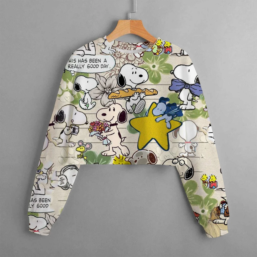 Casual New Spring and Autumn Snoopy Classic Children's Clothing Print Girls Short Hoodie Sweater Snoopy Comfortable and Cute Top