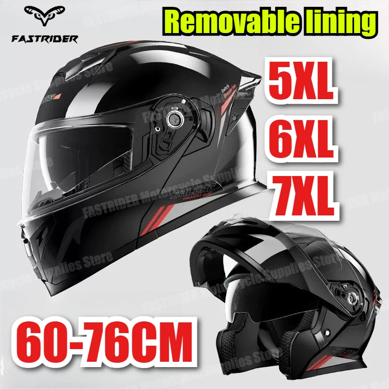 Extra Large 7XL 60-76cm Motorcycle Helmet 6XL Safety Helmet 5XL Motorcycle Double Mirror Face Up Helmet for Men and Women