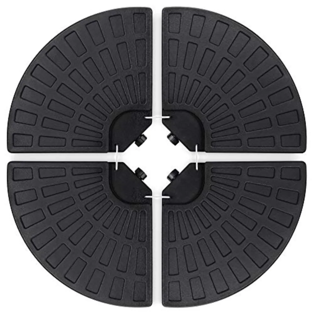 4-Piece 158lb Capacity Cantilever Offset Patio Umbrella Circular Base Stand w/Carry Handles, Easy-Fill Spouts, Base