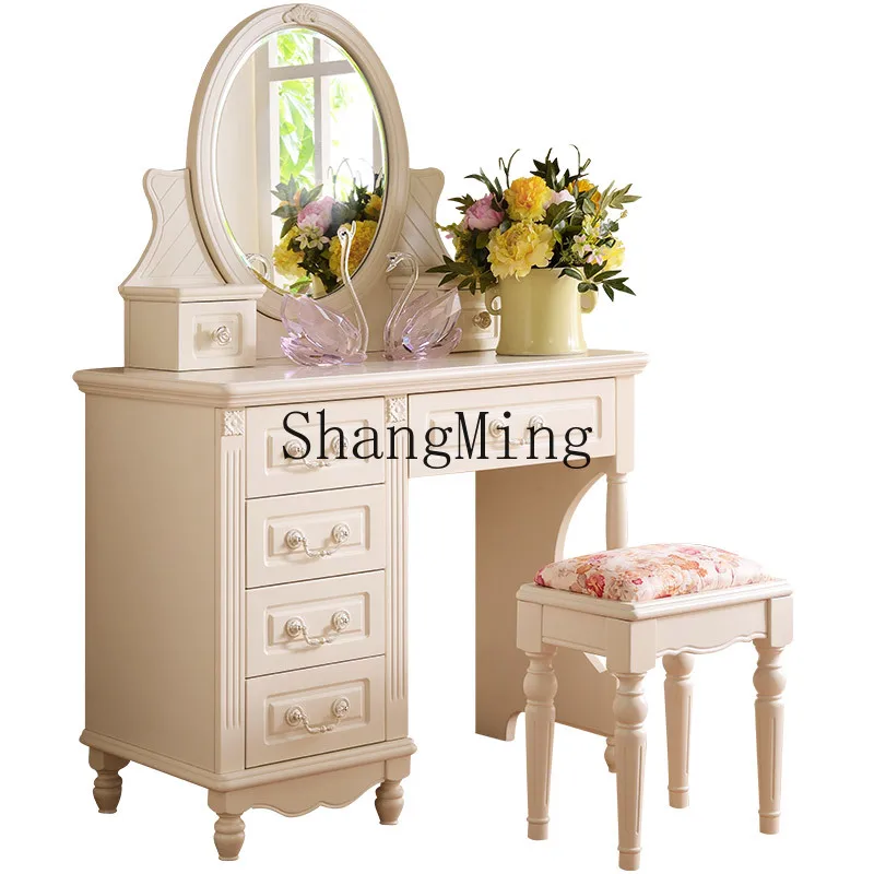 

DHY dresser bedroom modern simple storage cabinet small light luxury solid wood makeup table