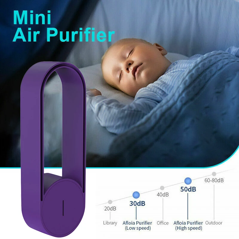 Mini Purificateur d'Air Portable à Ions Négatifs, 20 Millions, Ioniseur Domestique, Prise USB, pour Voiture, Zone 31 ㎡-40 ㎡, Noir